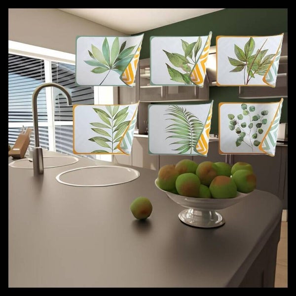 Set de table rectangulaire double face, décor tropical 6 pièces