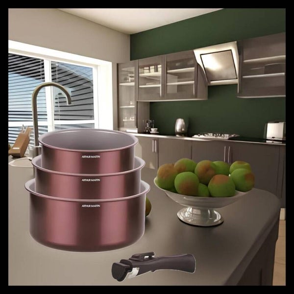 Set de 3 Casseroles Grenat Arthur Martin Tous Feux