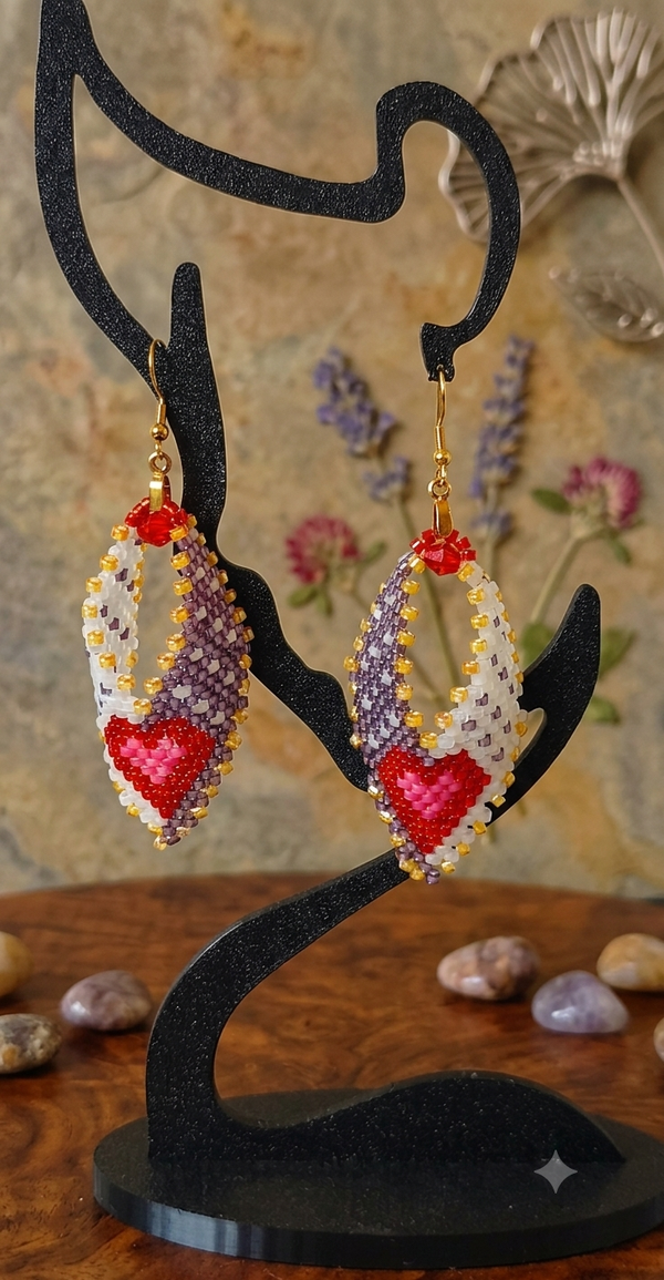 Boucles d'oreilles perles cœur miyuki