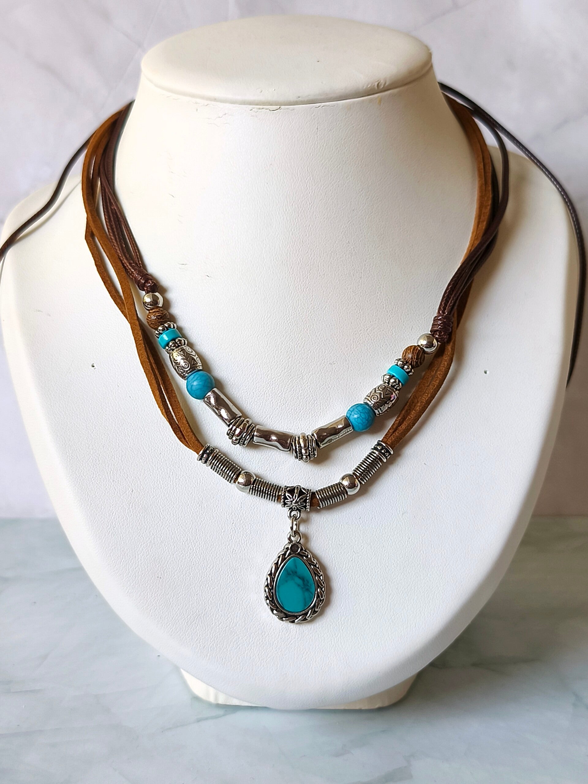 Collier fantaisie bohème vintage perles
