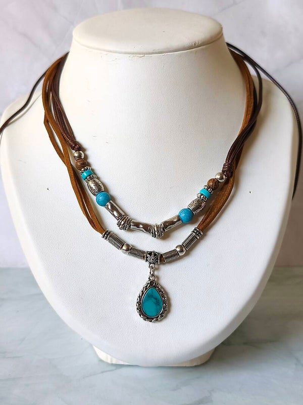 Collier fantaisie bohème vintage perles