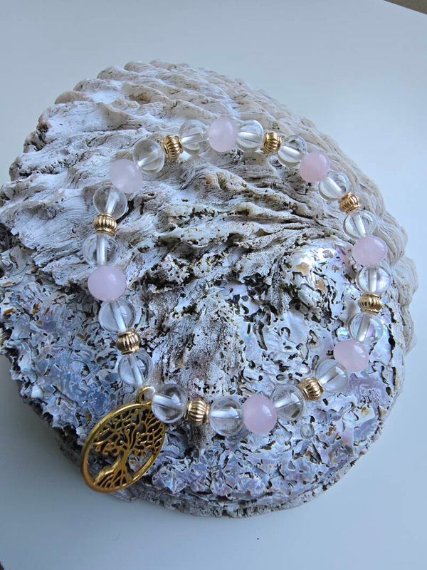 💗 Rosenquarz & Bergkristall Armband – Herzenergie trifft Lichtkraft 💗