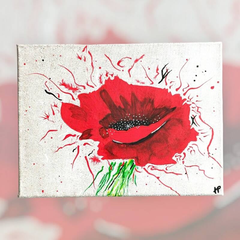 Mon joli coquelicot, acrylique sur toile coton 