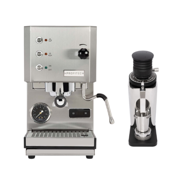 Profitec Go Brushed Stainless Steel + Profitec Twist SD54 Polished Stainless Steel