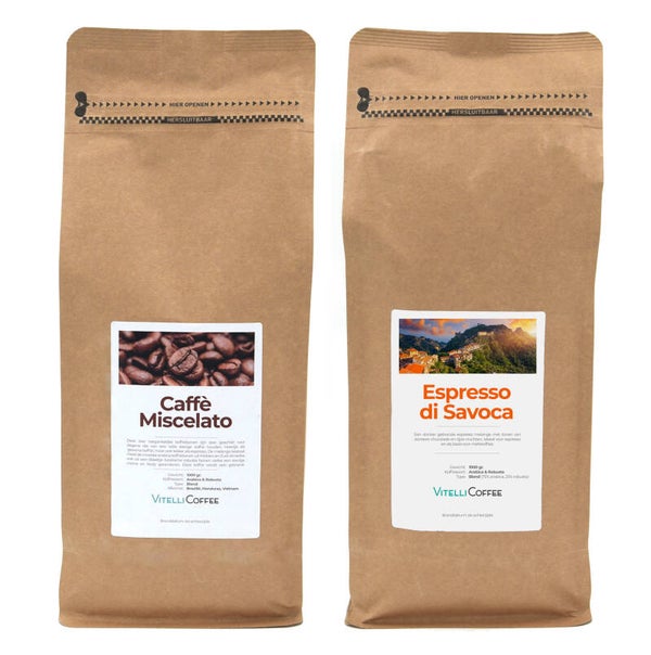 Proefpakket Arabica & Robusta Blends - 2 Kg Koffiebonen (Caffè Miscelato + Espresso di Savoca)