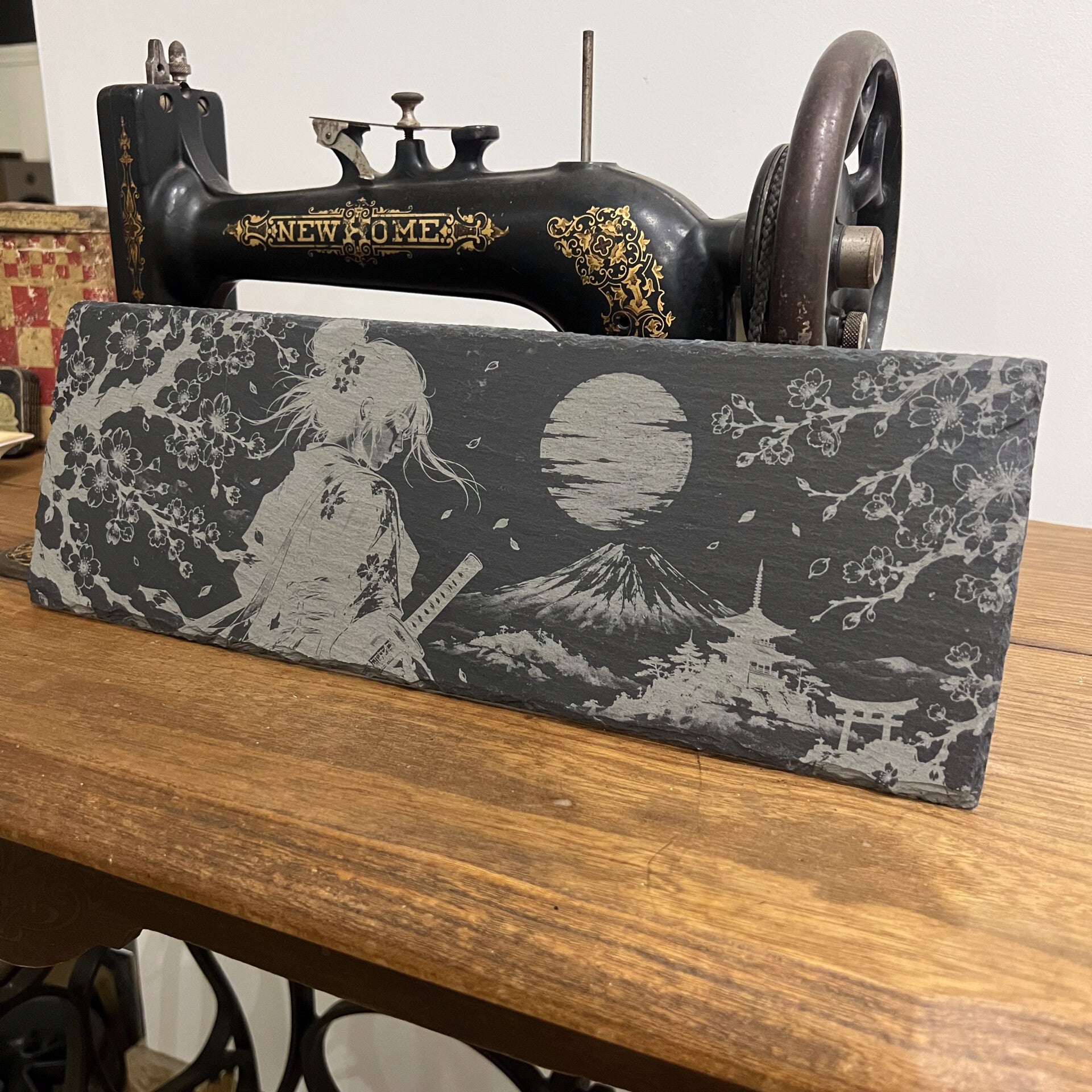 Ardoise gravée Samuraï