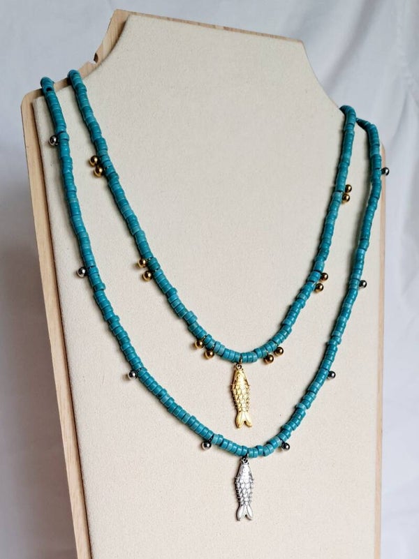 Middel ketting "Boho Beauty" Aqua