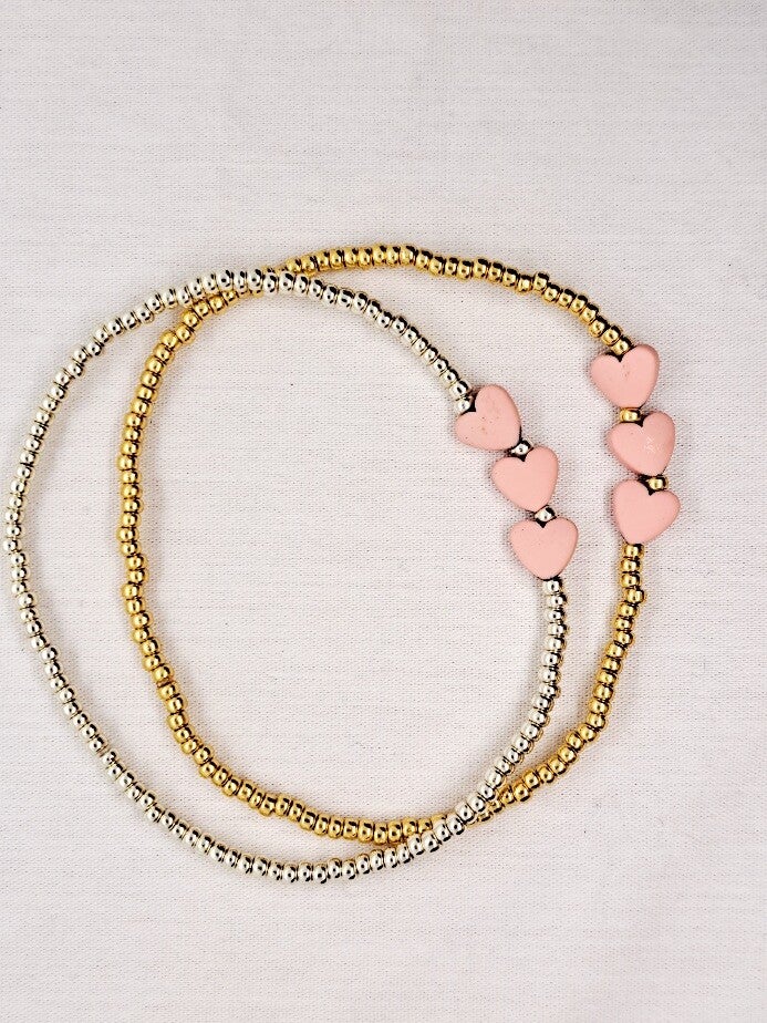 Armbandje "Hearts" Vintage Pink