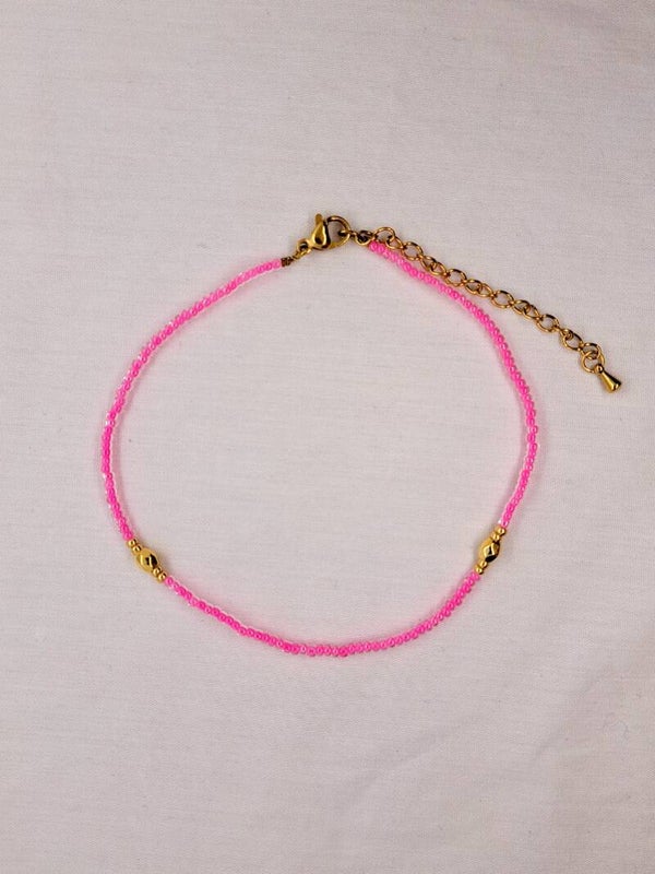 Enkelbandje "Summer Glow" Neon Pink