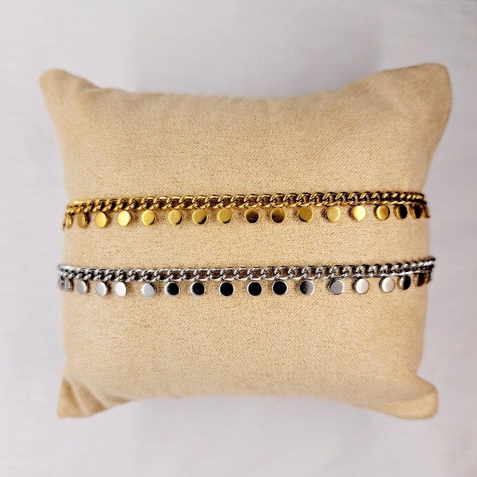 Enkelbandje RVS "Cuban Curb Coins"