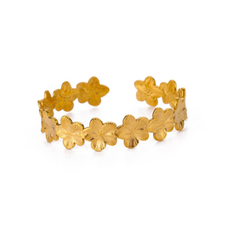Bangle Armband RVS "Daisies"