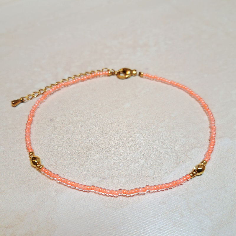 Enkelbandje "Summer Glow" Neon Coral