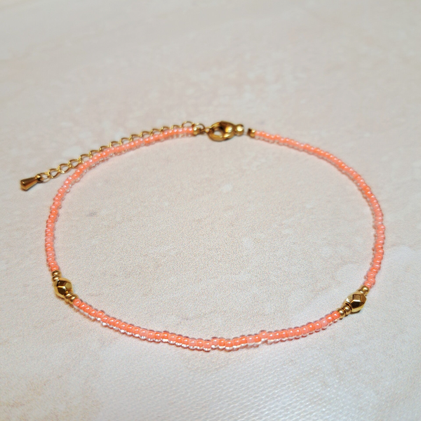 Enkelbandje "Summer Glow" Neon Coral