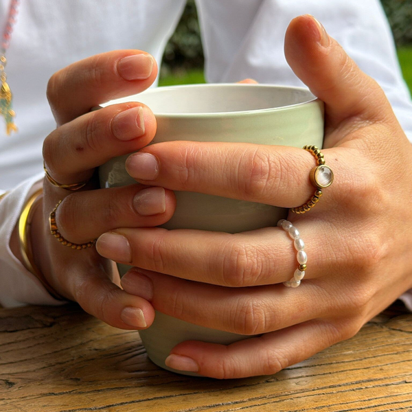 Ringetje "Stone" Pink