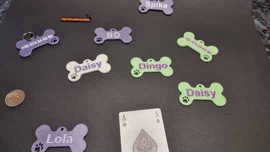 Gepersonaliseerde Hondennaamplaatjes in de Vorm van een Bot in vele kleuren 🐾