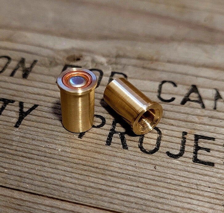 [2 Stück] Reduzierhülse 9mm R.K für .209 Zündhütchen Primers; für Noris Twinny Derringer