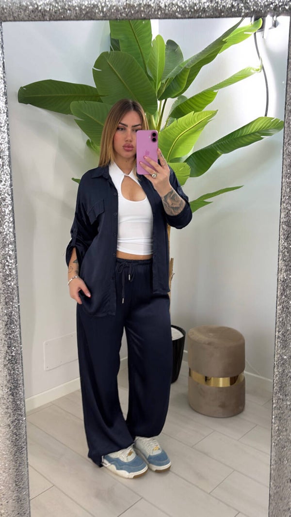 Set satin blu