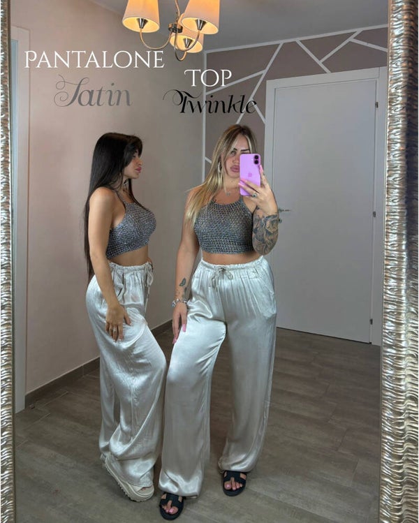 Pantalone satin ghiaccio