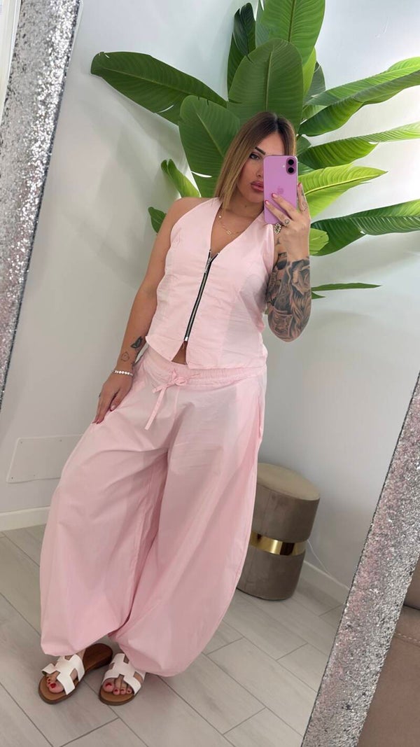 Coordinato velvet rosa
