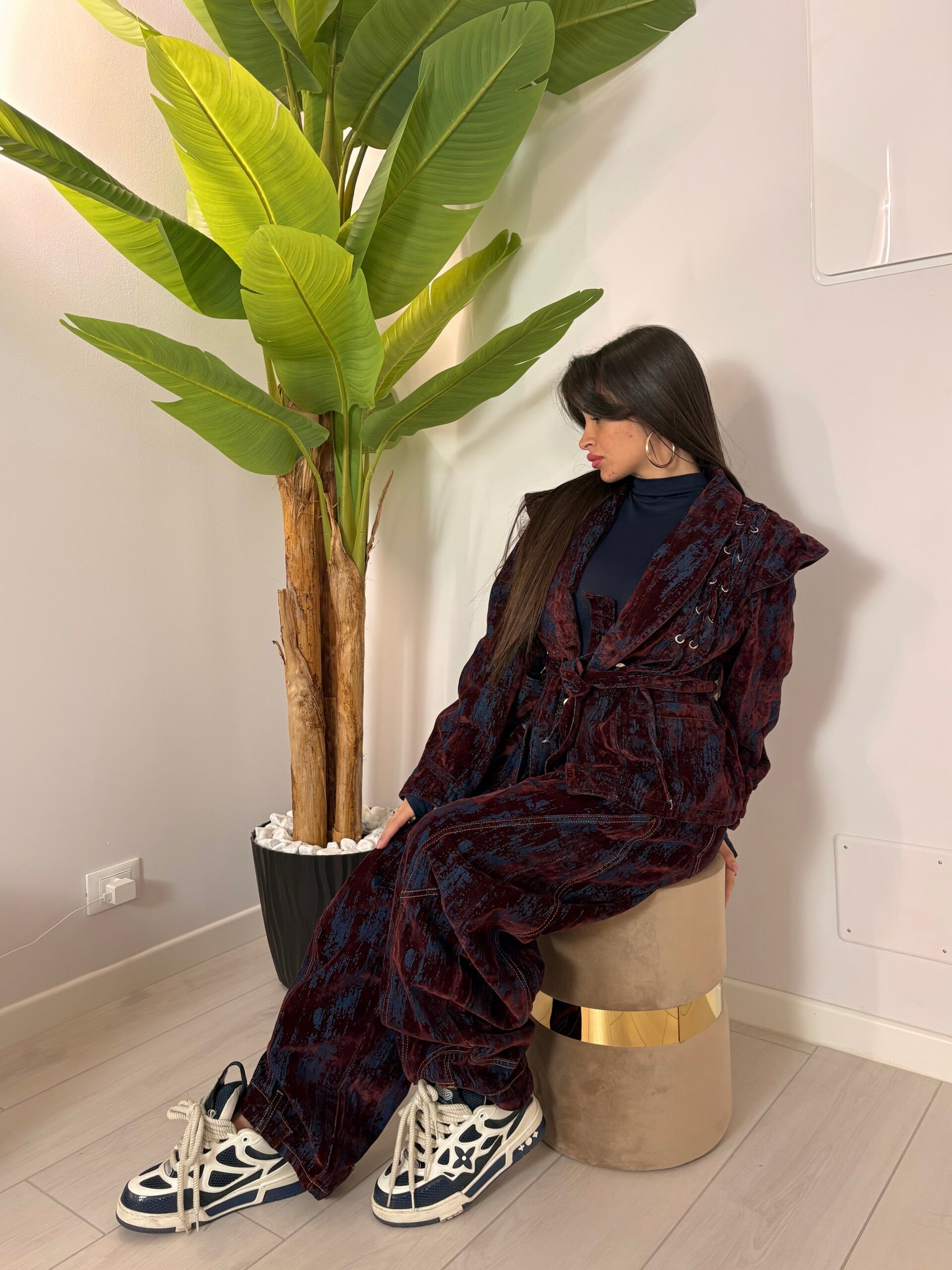 Coordinato velvet bordeaux