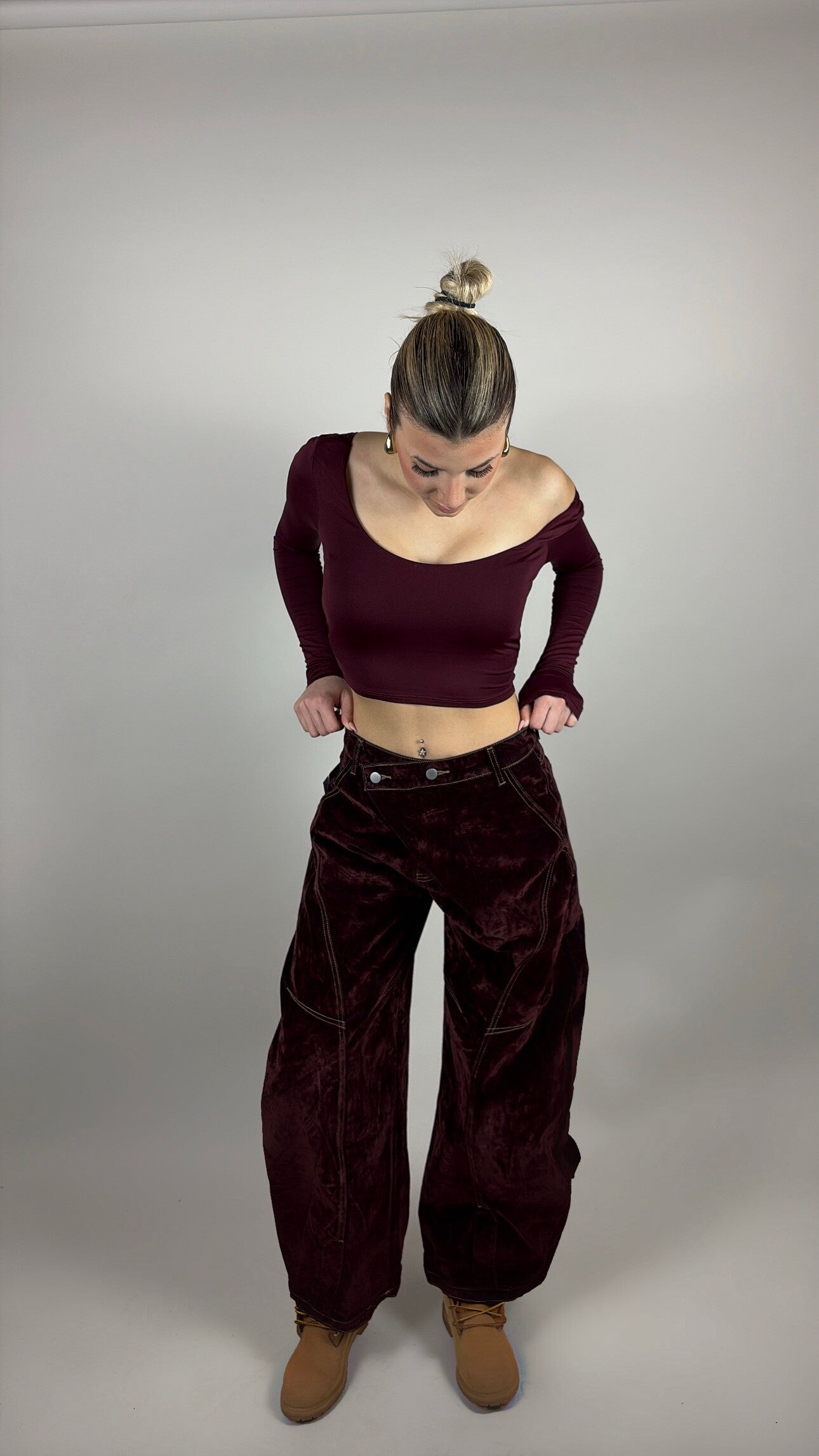 Jeans cozy drama bordeaux