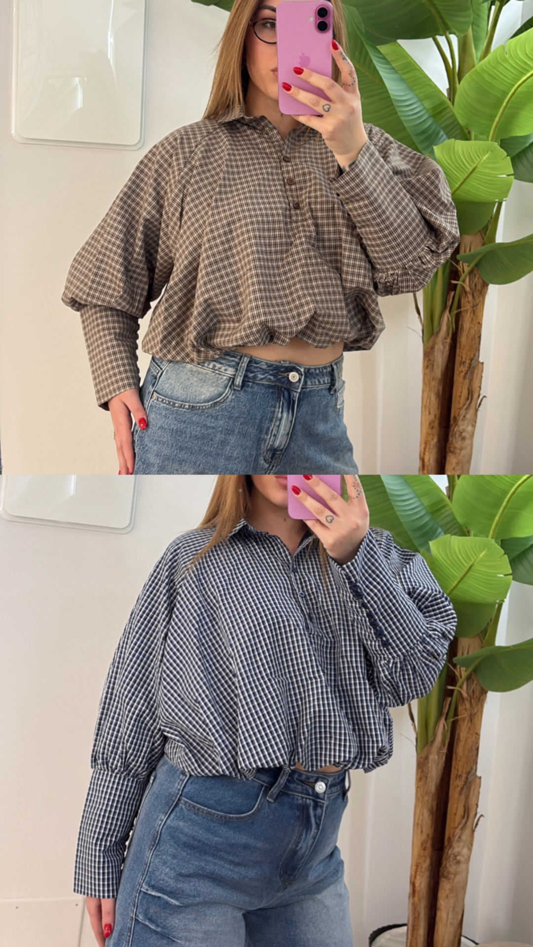 Camicia Check Crop