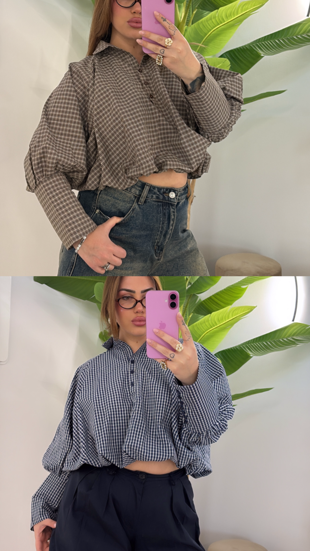 Camicia Check Crop