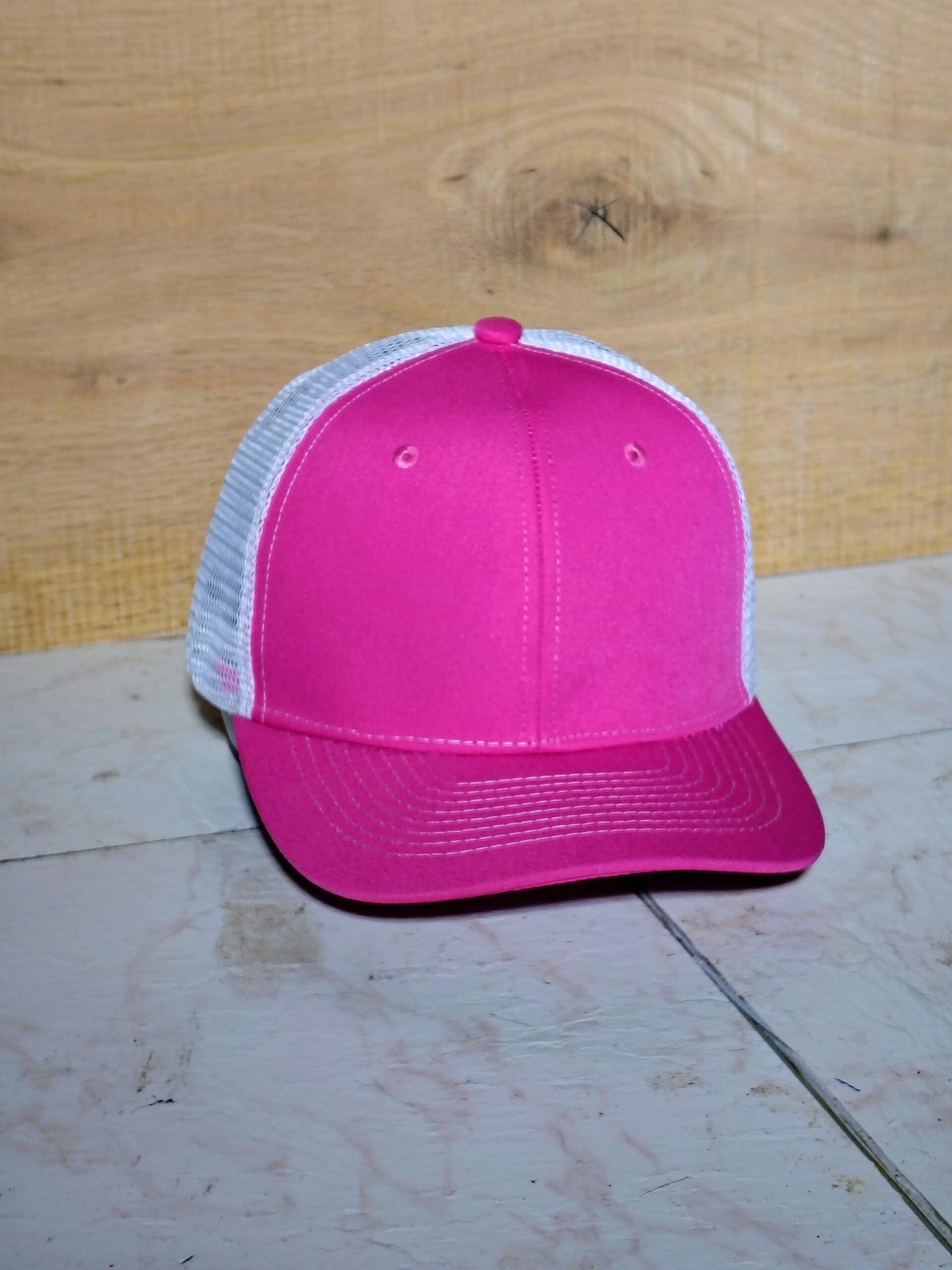 Pink white trucker