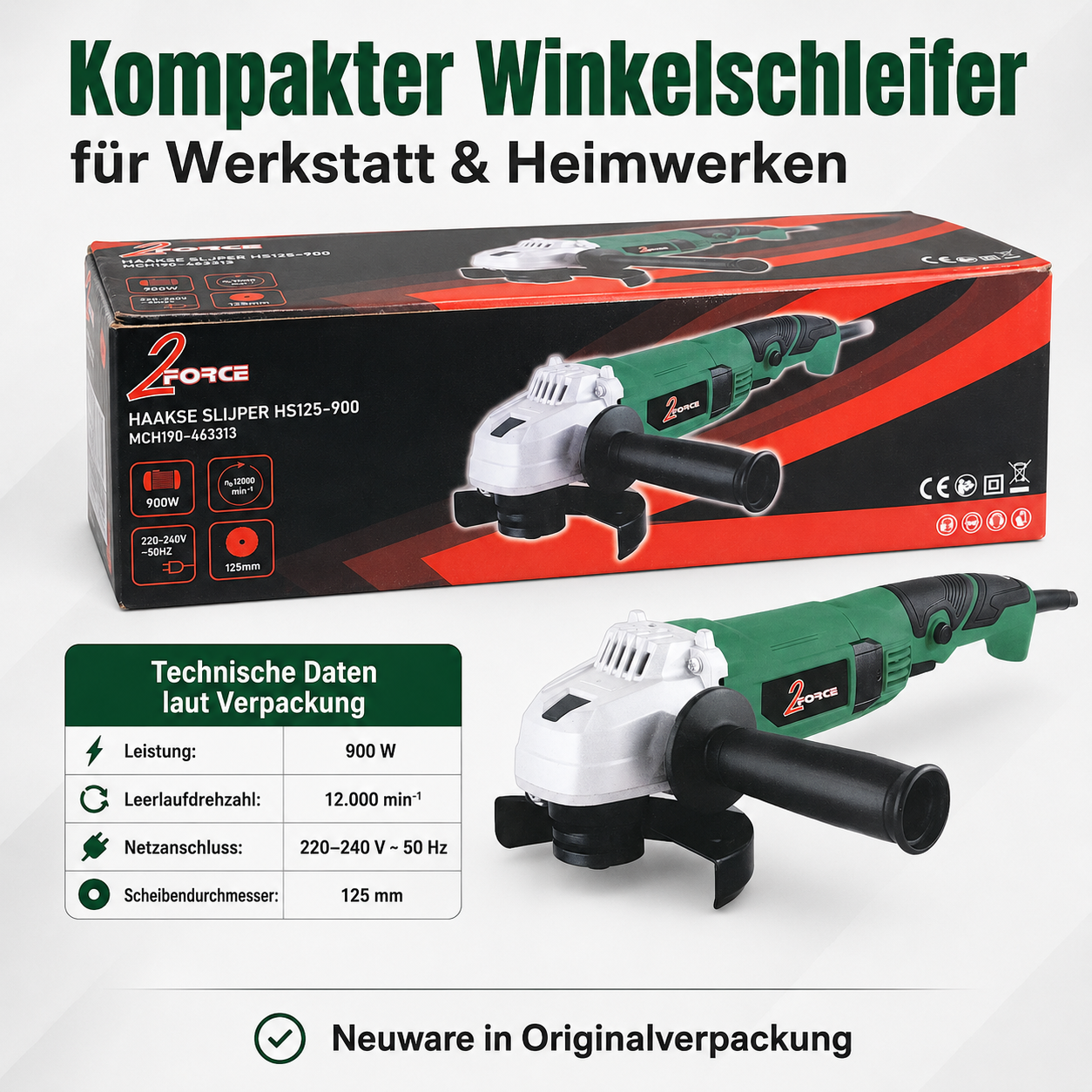 2 Force Winkelschleifer HS125-900 900W 125 mm