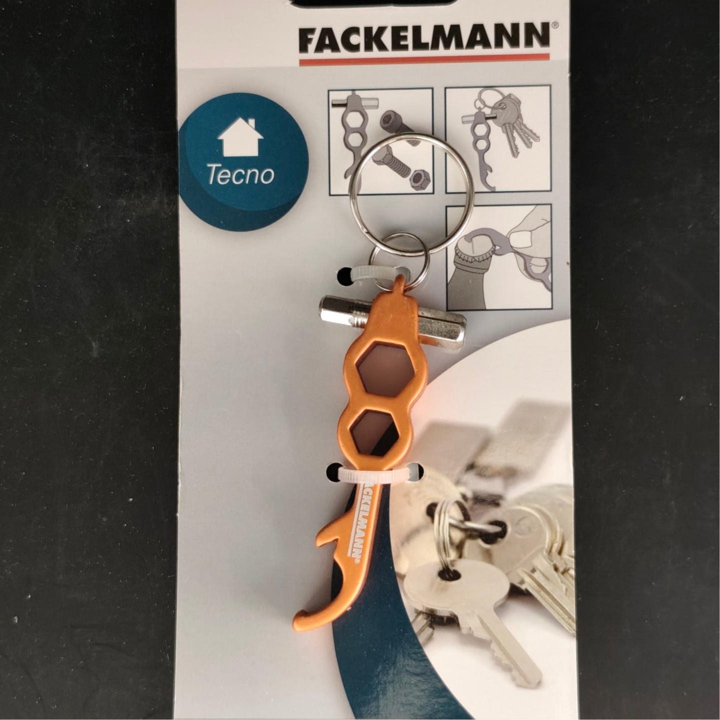 Fackelmann Aluminium-Schlüsselanhänger – orange, 9×10×15 cm