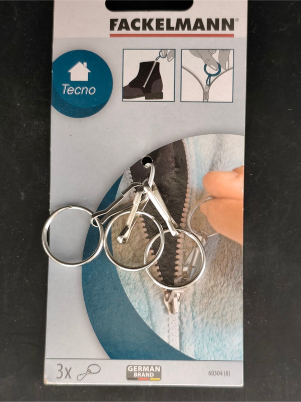 Fackelmann Reißverschluss-Karabiner-Ringe – praktische Ersatzringe