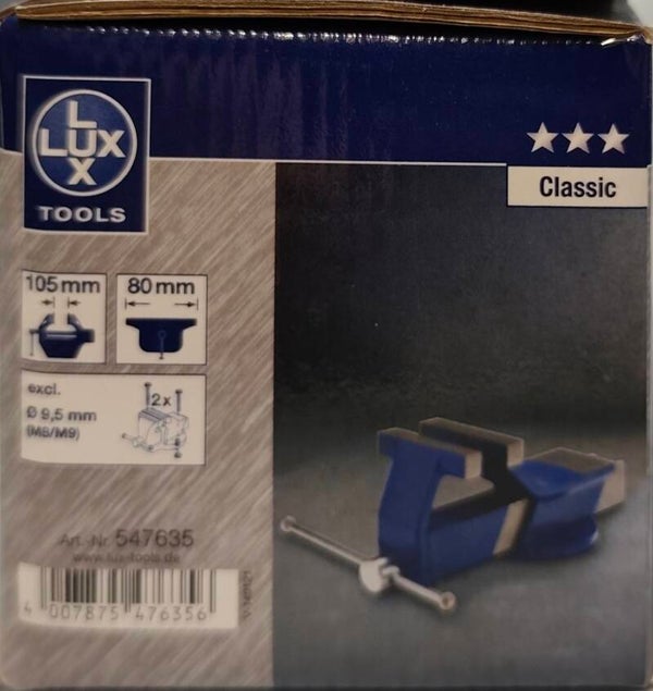 LUX-TOOLS Schraubstock Classic 105 mm – stabiler Werkbankschraubstock für präzises Arbeiten