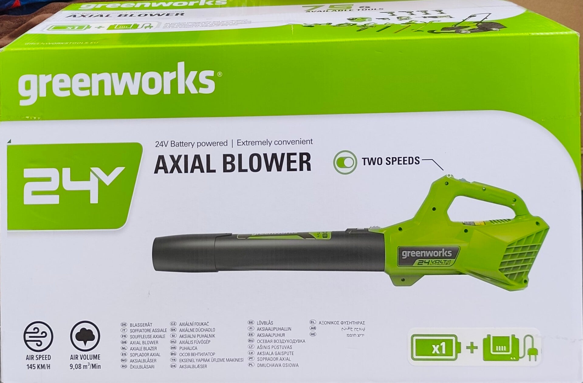 Greenworks G24ABIIK2 Akku-Laubbläser 24V inkl. 2Ah Akku & Ladegerät