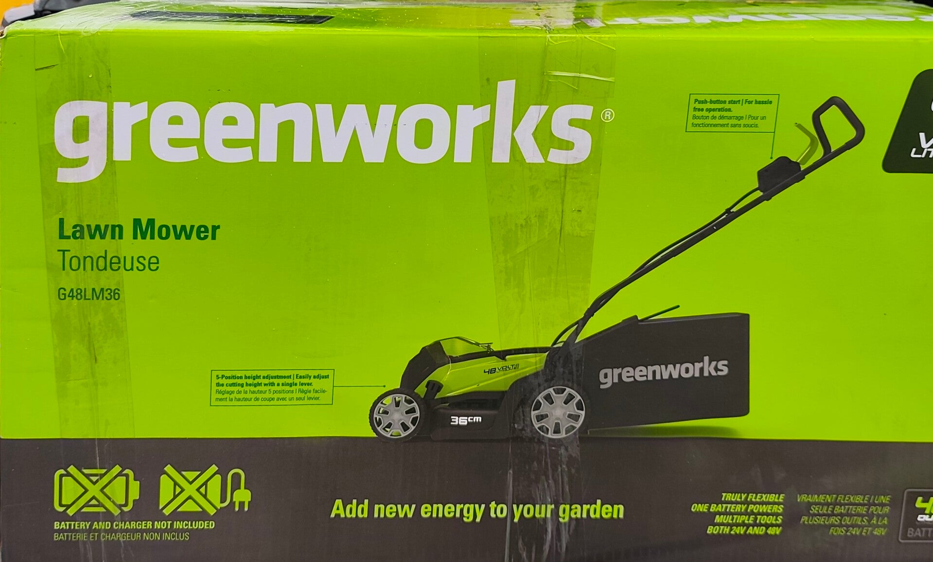 Greenworks G48LM36 Akku-Rasenmäher 48V 36 cm ohne Akku ohne Ladegerät