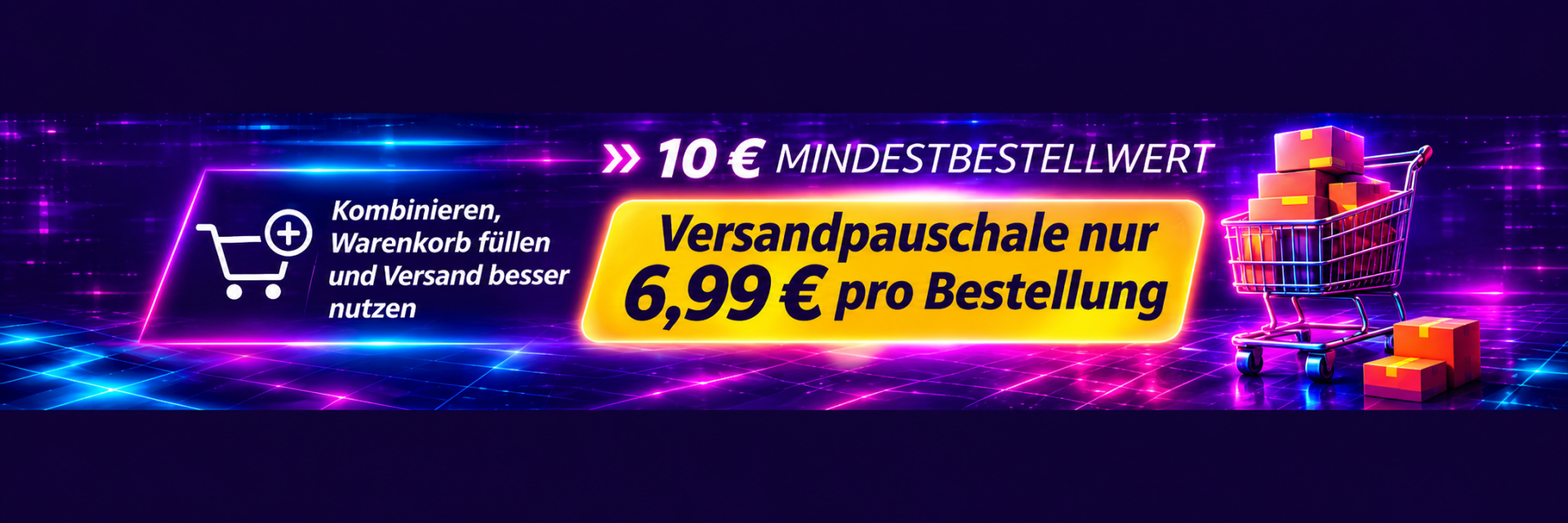 Jetzt mehrere Artikel kombinieren 20 € Mindestbestellwert erreichen · 9 € Versandpauschale pro Bestellung