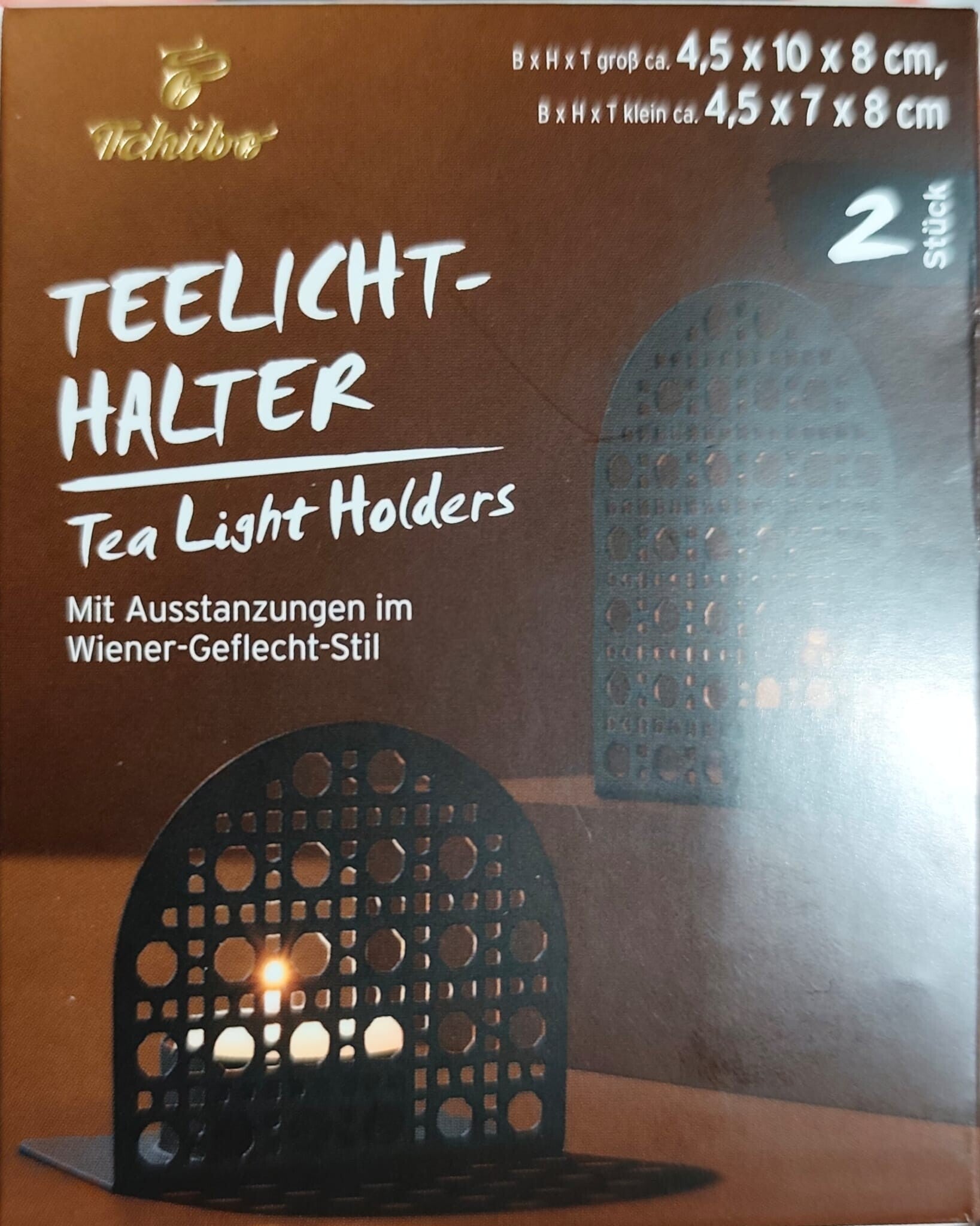 Teelichthalter Set 2-teilig – Wiener Geflecht Stil – Metall – Schwarz