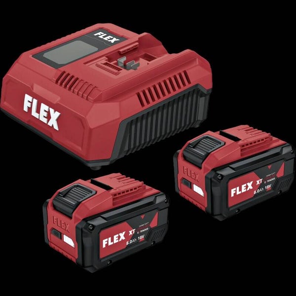 Flex Set de démarrage P-SET 18-88 R : 2 accus 18V 8,0 Ah + chargeur rapide CA 12/18 (533.175)