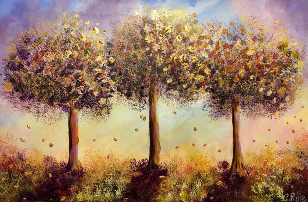 Three trees in autumn