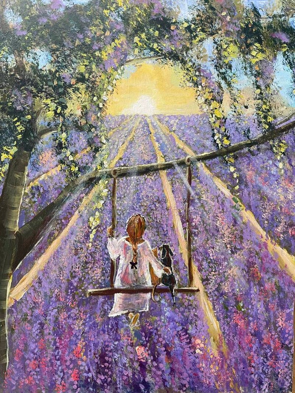 Room for three on a swing in a tree