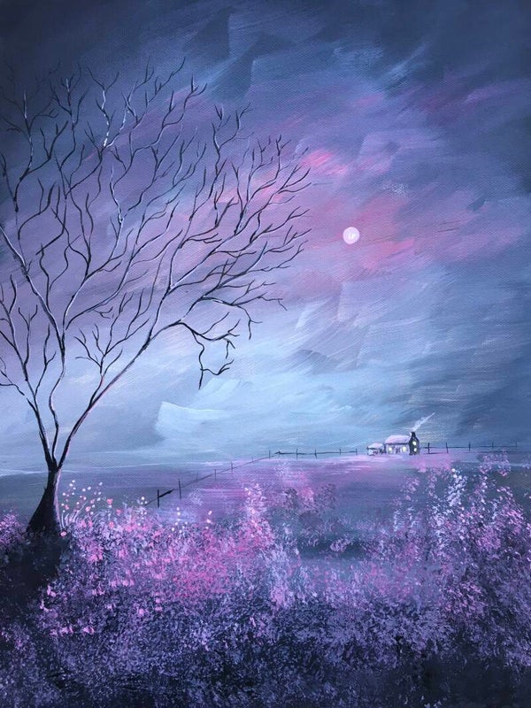 Pink pastures by the homestead