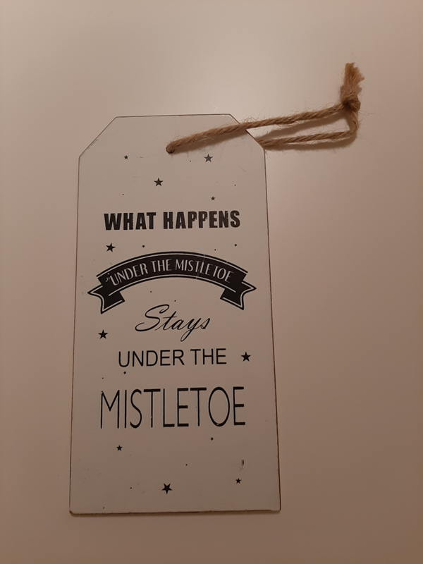 Kerst-bordje:  the mistletoe