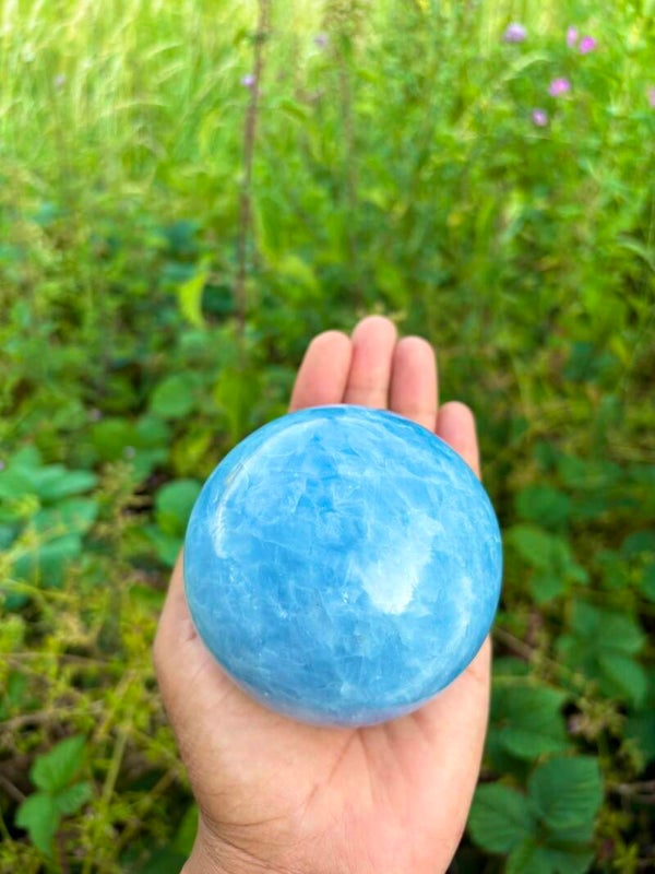 Blue Calcite Sphere 984 grams