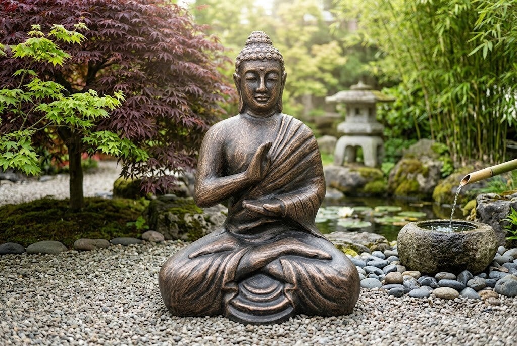 Large Antique Gold Buddha Meditation in Stupa - 1.5m