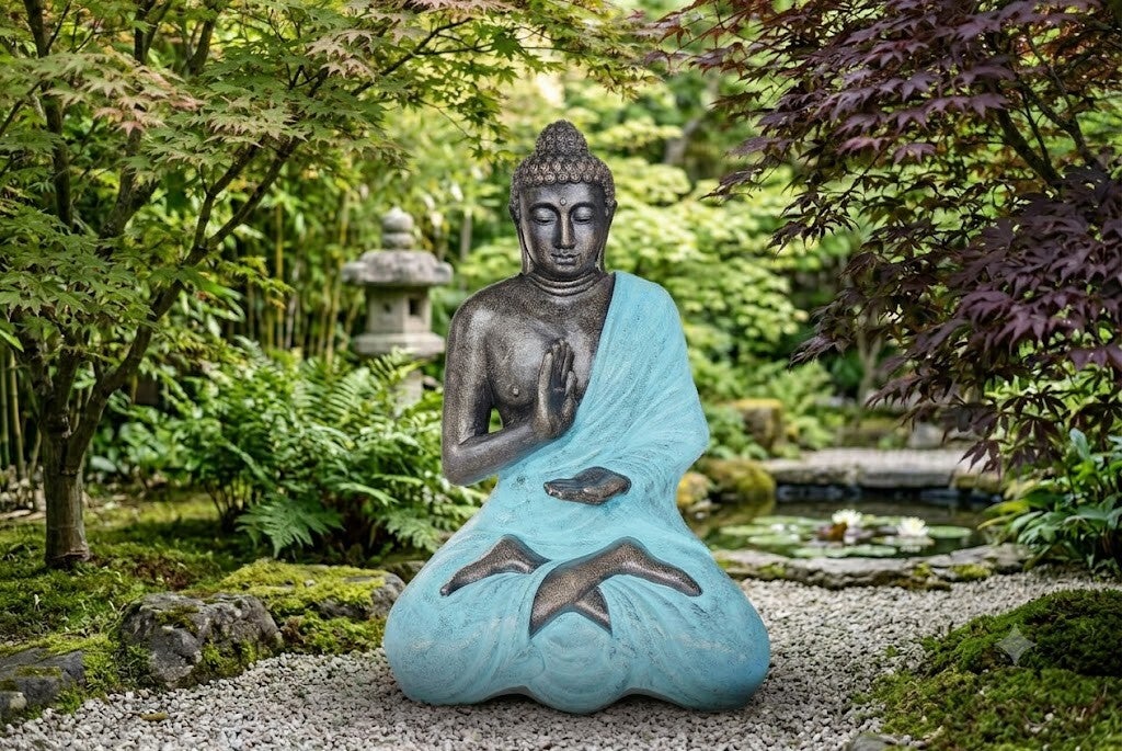 Large Turquoise & Stone Buddha Meditation in Stupa - 1.5m
