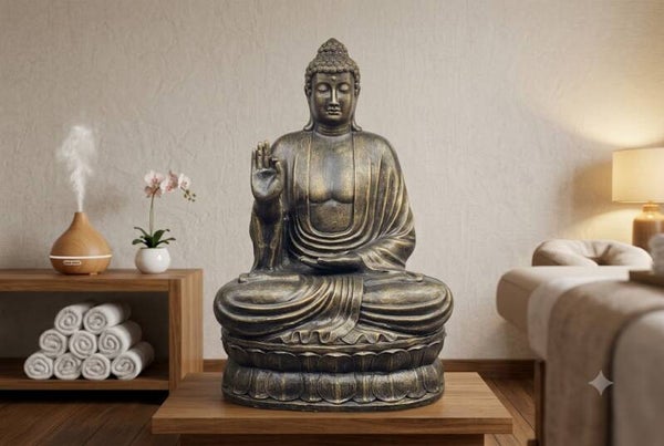 Large Antique Gold Buddha Teaching on Lotus - 2m