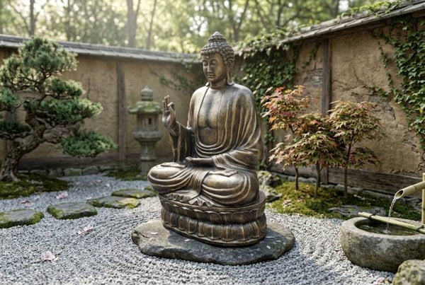 Large Antique Gold Buddha Teaching on Lotus - 2m