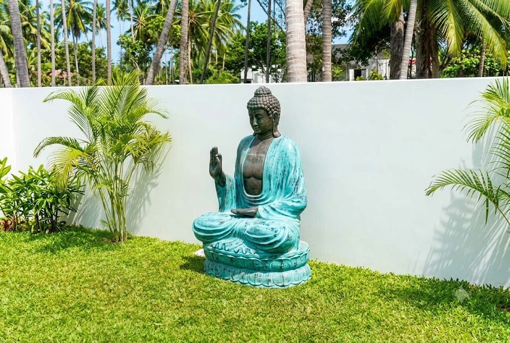 Large Turquoise & Stone Buddha Teaching on Lotus - 2m