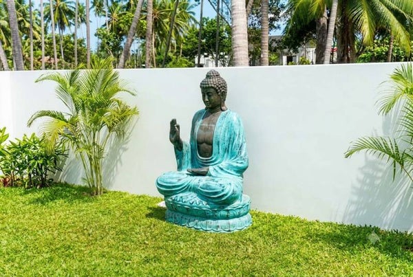 Large Turquoise & Stone Buddha Teaching on Lotus - 2m