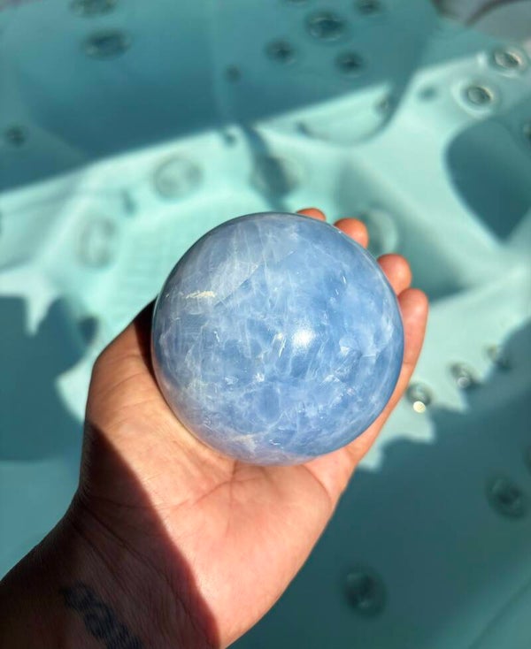Blue Calcite Sphere 984 grams