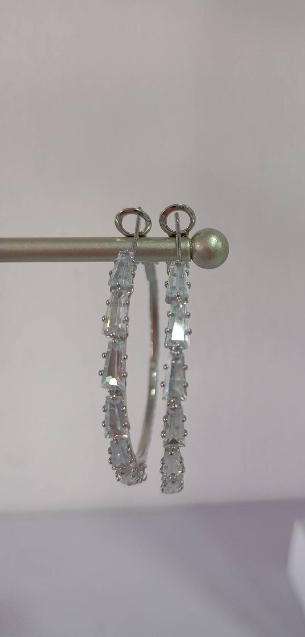 Κρίκοι ασημένιοι με κρύσταλλα